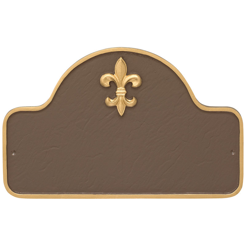 Plaque d’adresse murale sur 1 ligne fleur de lis, Sable / Or