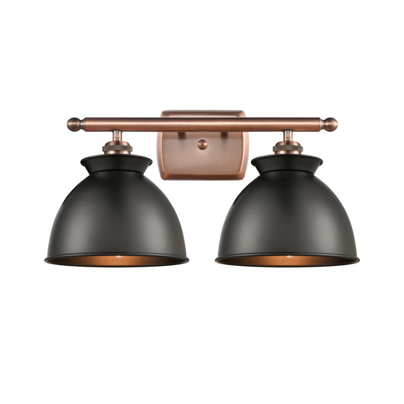 Éclairage pour meuble-lavabo à 2 lumières à intensité variable Arev, Ampoule DEL 6 watts Vinage, Noir mat, Cuivre antique