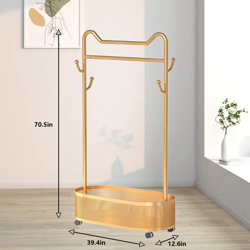 Freestanding Clothing Rack, Gold
