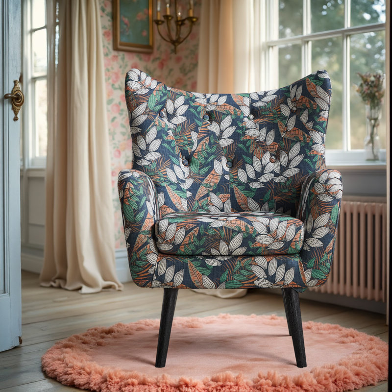 Fauteuil ergonomique doux et rembourré avec pieds capitonnés en chêne