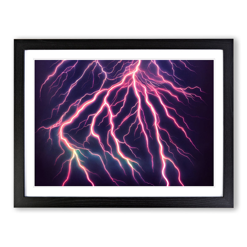 Watercolour Lightning Vol.2 - Single Picture Frame Print, 46cm H x 64cm W x 2cm D, Black
