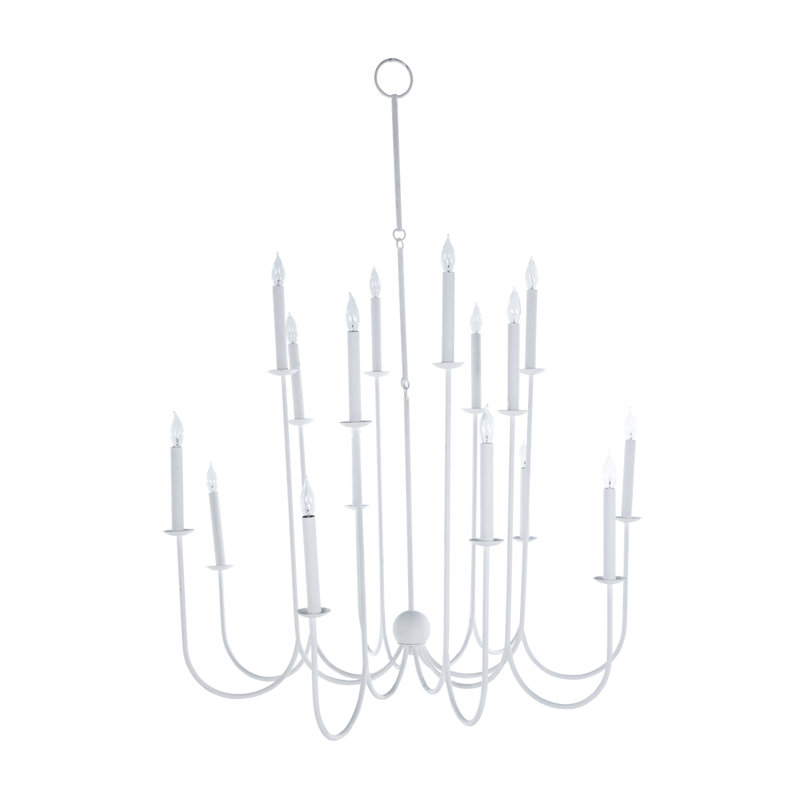 Snow 16 - Light Candle Style Chandelier, Plaster White