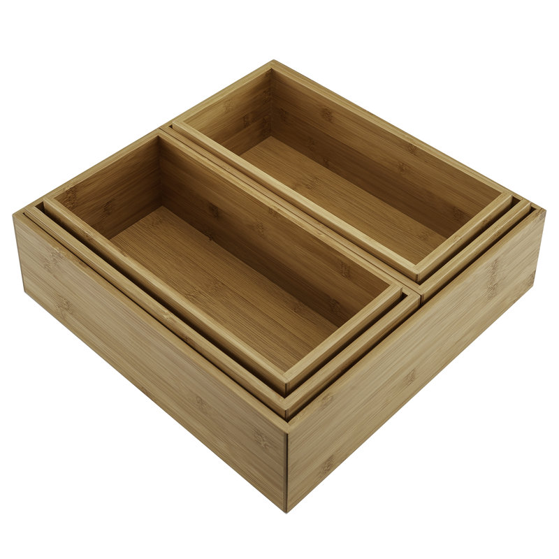 Natural Bamboo Multi-Size Storage Organizer Box Set