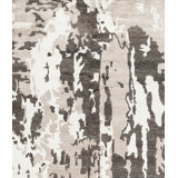 Abstract Area Rug in Charcoal/Beige/White