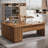70.8-Inch Executive Desk with File Cabinet, L-Shaped Computer Table with Storage Shelves, Light Walnut (Chairs not Included)