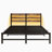 Queen Size  Metal Bed Frame With Wooden Headboard, RGB Lights,Charger, Storage Shelf, Noise-Free, No Box Spring Needed,Rustic Brown-399471448-399471451