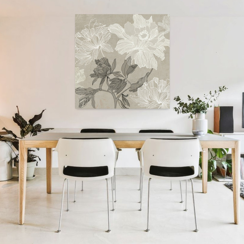 Art floral, lignes florales délicates et élégantes, H 36 po x l 36 po