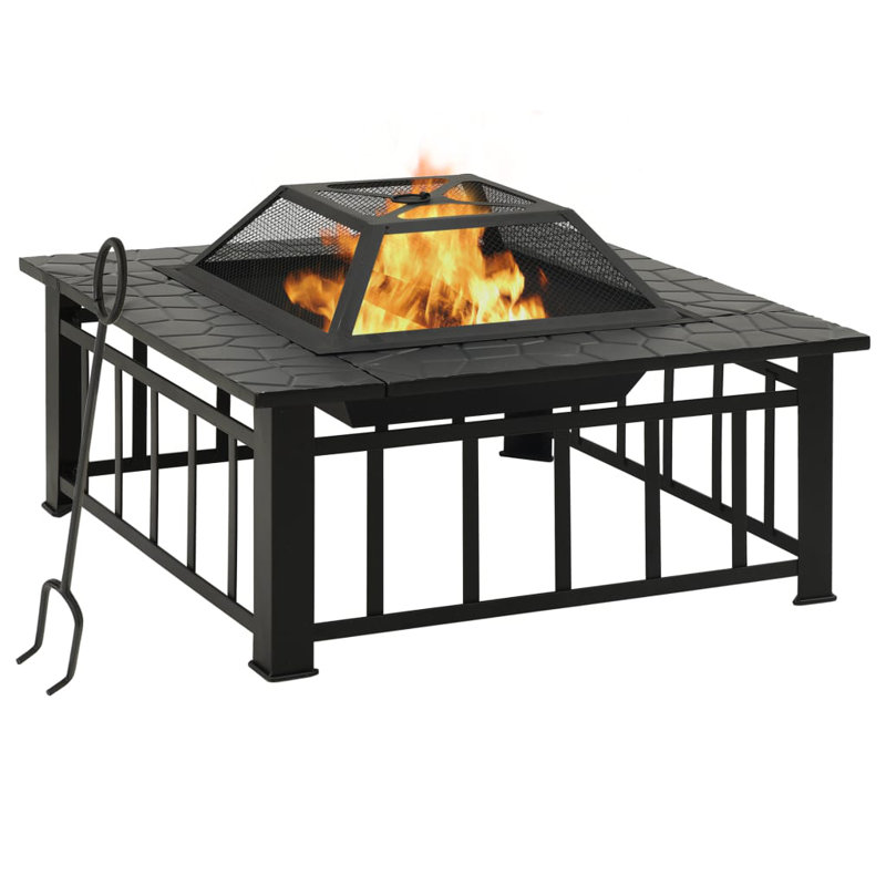Dallie Fire Pit with Poker 79x79x46.5 cm XXL Steel