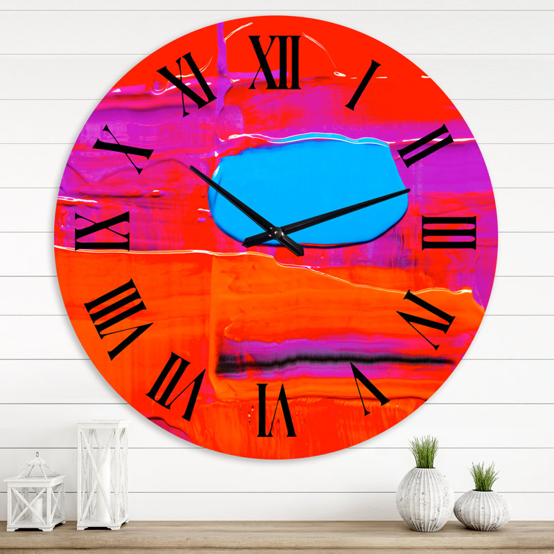 Huile sur toile texturée, composition X - horloge murale moderne, Très petit