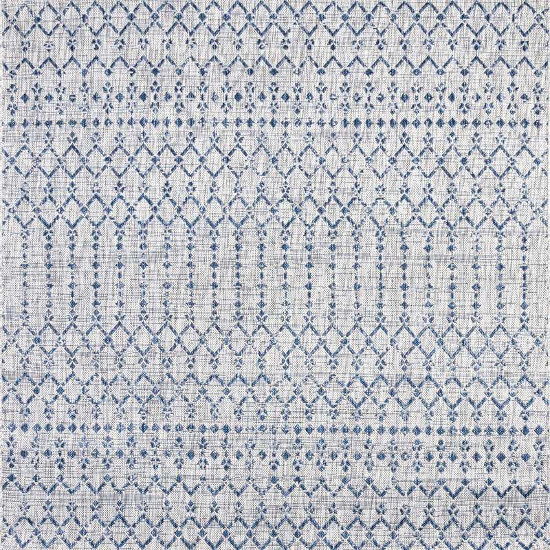 Tapis d'intérieur / extérieur Crompton, Carré 7 pi 9 po, Gris clair / Marine