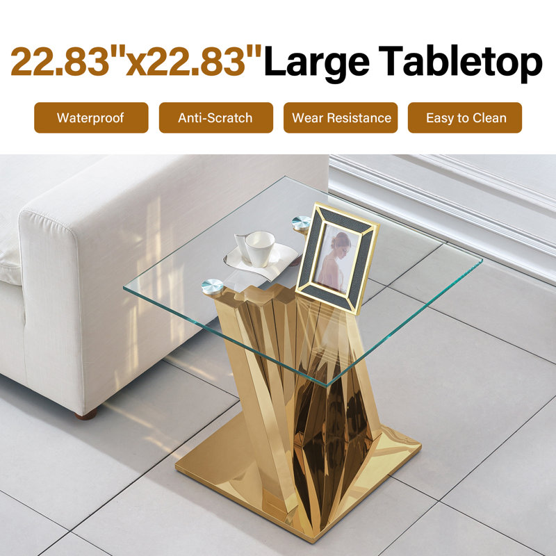 3 - Piece Living Room Table Set, Gold