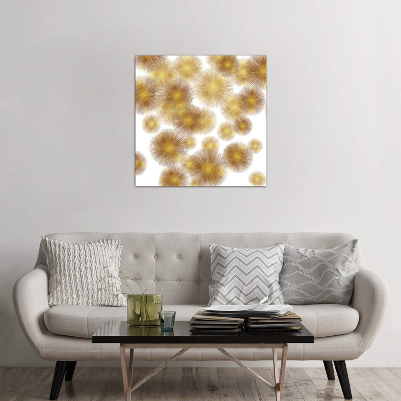 Golden Sunbursts by Abby Young - Wrapped Canvas Print, 93.98 cm H x 93.98 cm W x 1.91 cm D