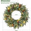 Couronne de Noël artificielle pré-éclairée 24 pouces avec lumières DEL blanc chaud, pommes de pin givrées et branches pour la décoration de la porte d'entrée, décorations de fêtes intérieures et extérieures