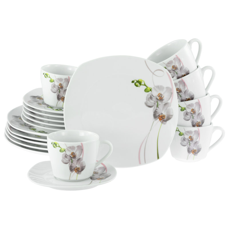 Square Piece Porcelain China Dinnerware Set - Service for 6