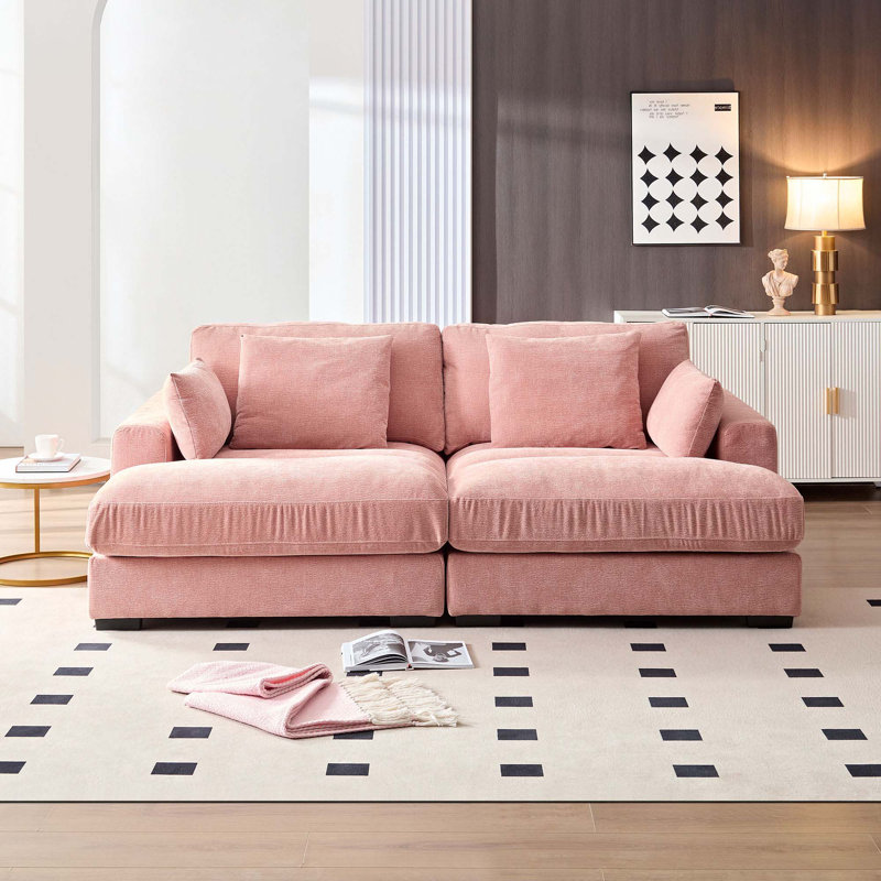 Canapé-lit double 89,76 po, Tissu rose