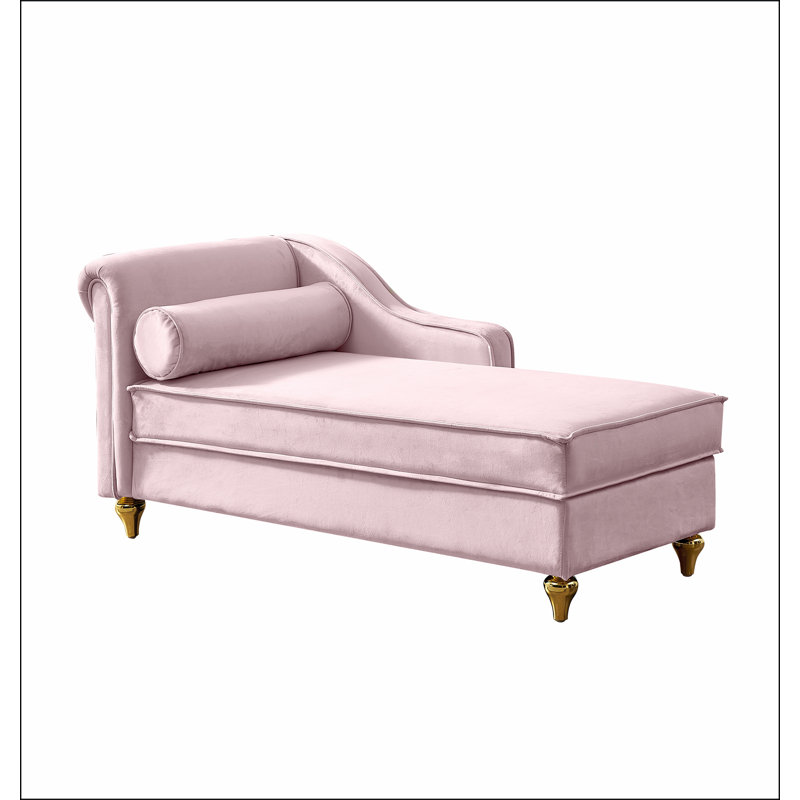Chaise longue moderne avec revêtement en velours, Rose