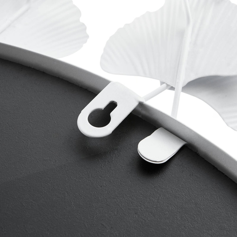 30.5"Eden Gingko Leaf Round Wall Mirror, White