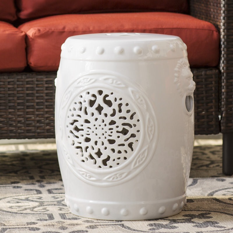 Tabouret de jardin Emberlyn, Blanc