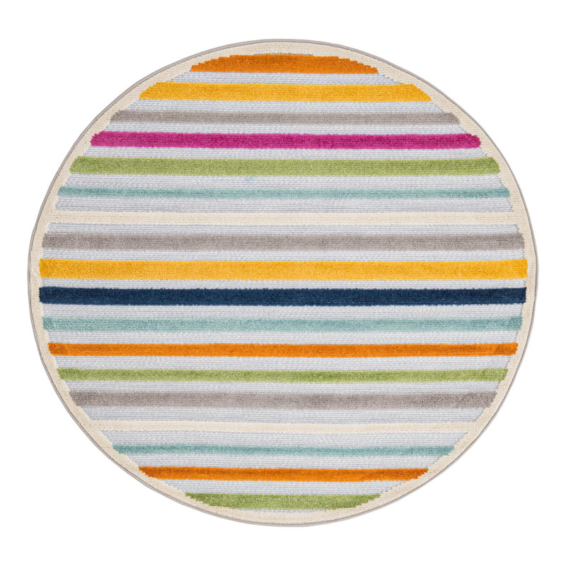 Striped Indoor / Outdoor Rug, Round 5'3"