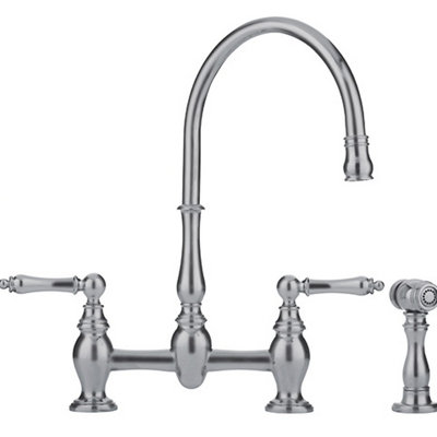 Farmhouse Double Handle Kitchen Faucet with Side Spray