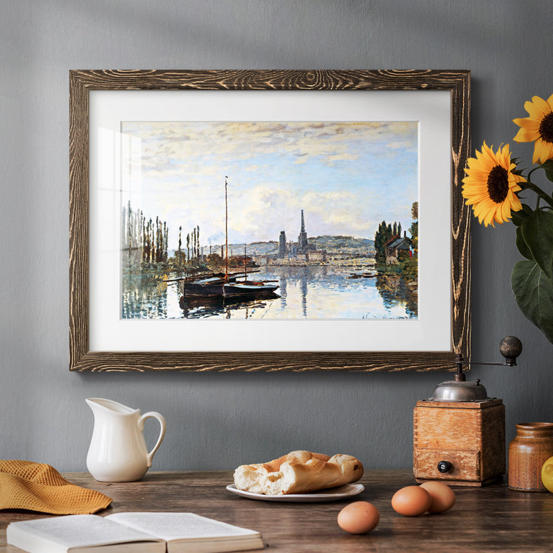 Vue de Rouen, 1872, reproduction d'art encadrée, Noyer, H 28 po x l 42 po x P 1,5 po