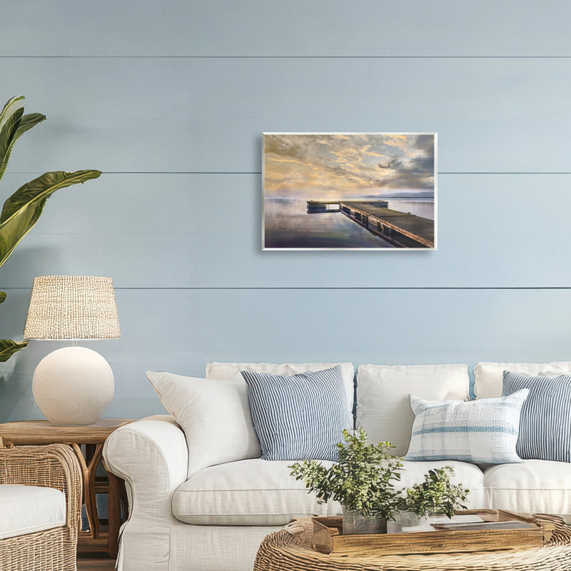 Lazy Morning Lake Dock Wall Plaque, design by Mike Calascibetta, 10" H x 15" W