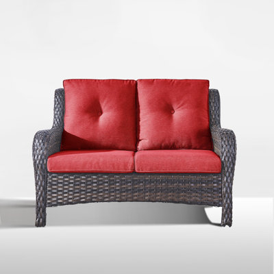 Schutt 50" Wide Outdoor Wicker Loveseat With Cushions by Red Barrel Studio