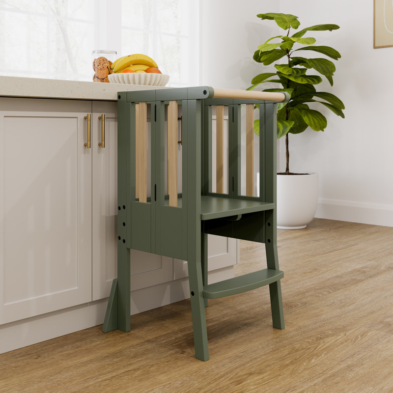 Escabeau pour tout-petit pliable Montessori, Olive / bois flottant