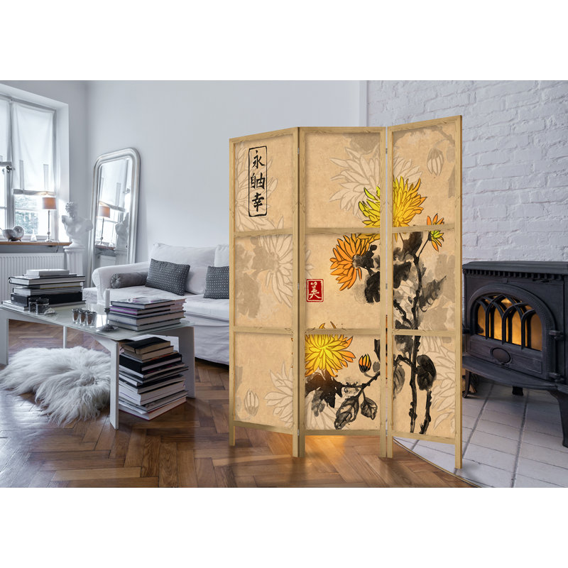 135 cm W x 171 cm H 3 - Panel Solid Wood Folding Room Divider