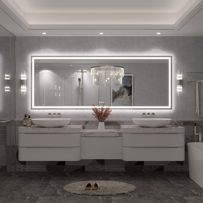 Miroir de salle de bain Molly Framelss, 84 po x 32 po, Transparent