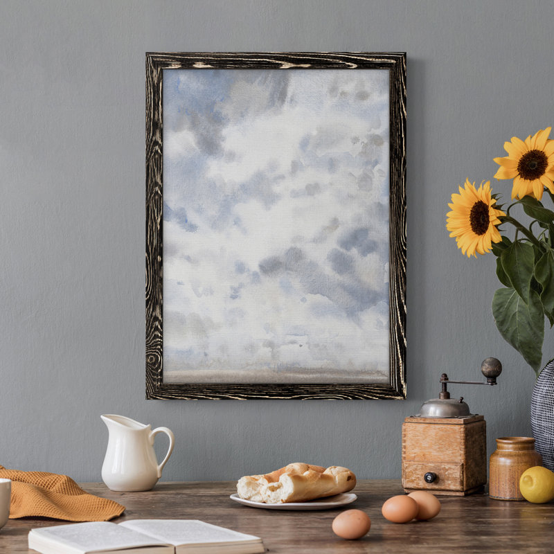 Ciel bleu IV - Peinture sur toile encadrée, H 20 po x l 17 po x P 1 po, Noir