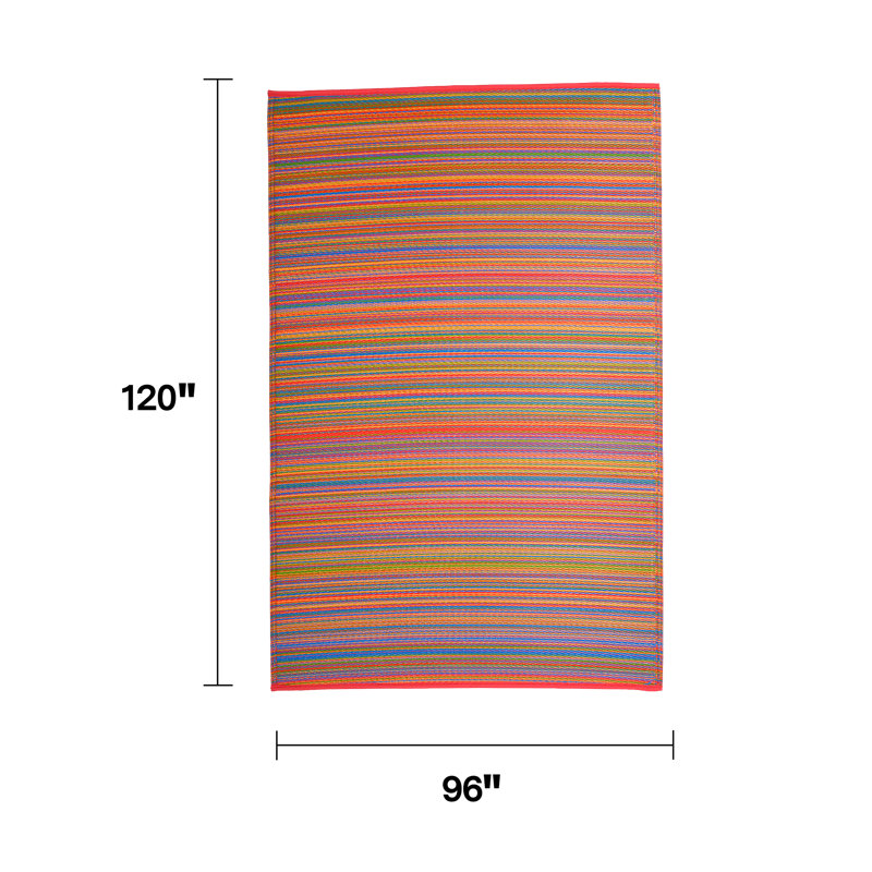 Outdoor Rug Plastic Straw Rug Waterproof Patio Amyree, Rectangle 8' x 10', Cancun - Multicolor