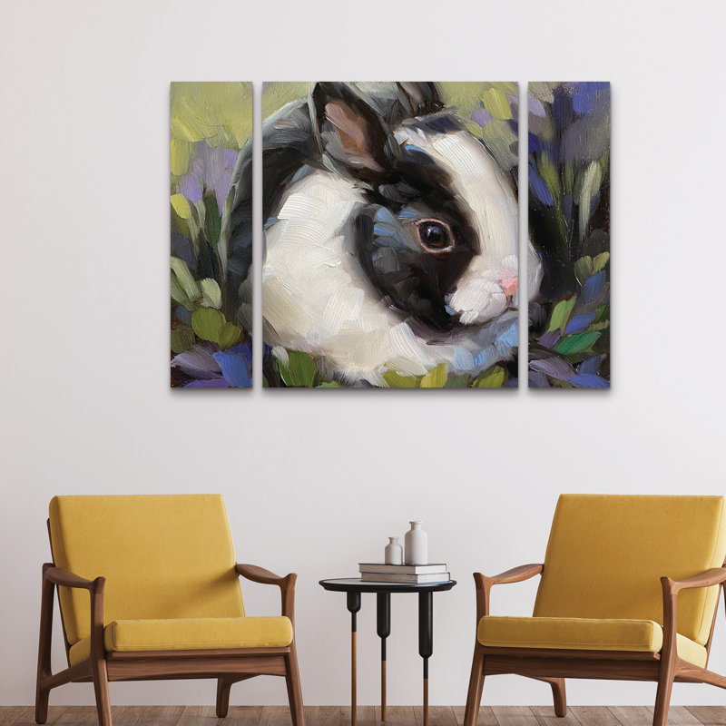 Ensemble de 3 panneaux muraux - "Snuggle Bunny" par Andrea Lavery, décoration murale pour salon, chambre à coucher ou bureau 