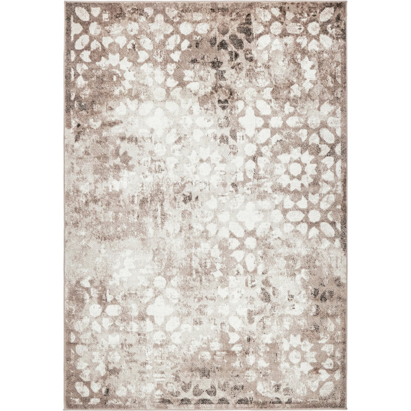 Tapis floral Brandt, Rectangle 5 pi 1 po x 8 pi, Brun/crème