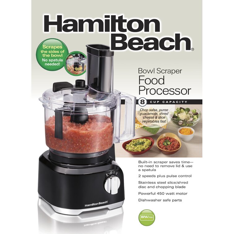Hamilton Beach® Bowl Scraper Food Processor 8 Cup Capacity Black