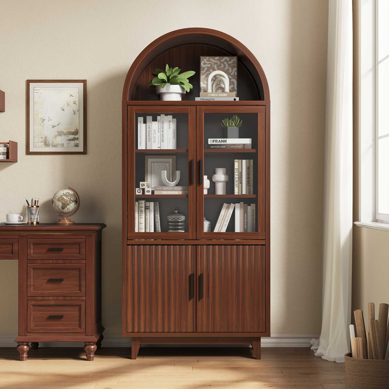 Grande armoire de rangement arquée 70,8 po, Noir, Brun