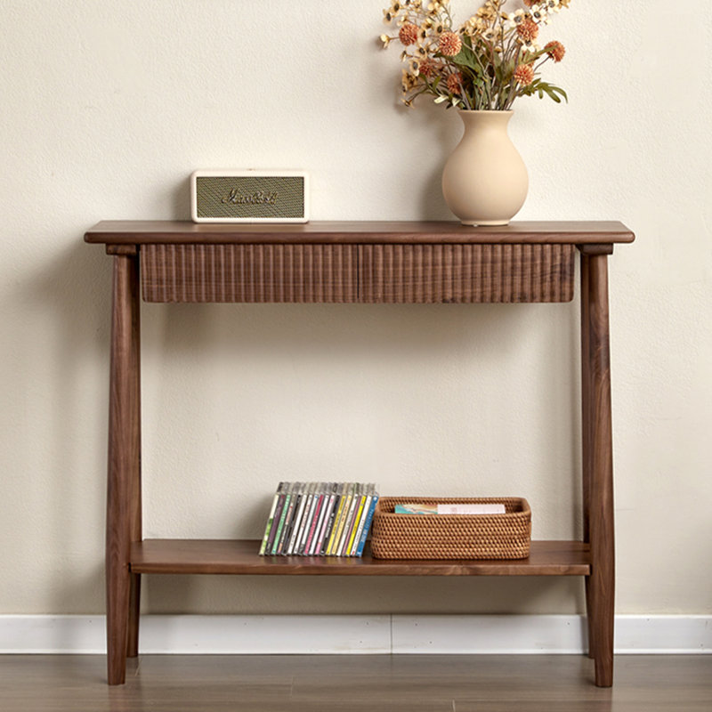 Walnut Solid Wood Rectangular Console Table, 33.46" H x 39.37" W x 12.6" D