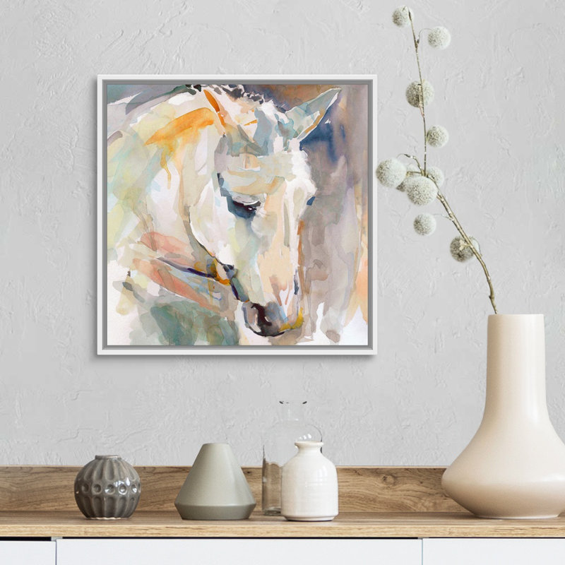 «Beautiful Contemplation», reproduction d'art sur toile, Cadre flottant blanc, H 17,7 po x l 17,7 po x P 1,75 po