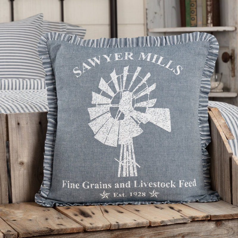Sawyer Mill Square 100% Cotton Pillow Cover and Insert, Blue