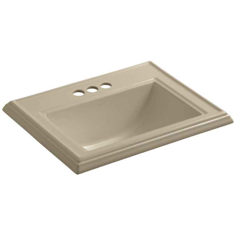 Memoirs® Rectangular Drop-In Bathroom Sink with Overflow, Ice Grey, 4'' Centers
