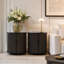 Table de chevet cylindrique de style Mid-Century avec station de recharge-1902433675