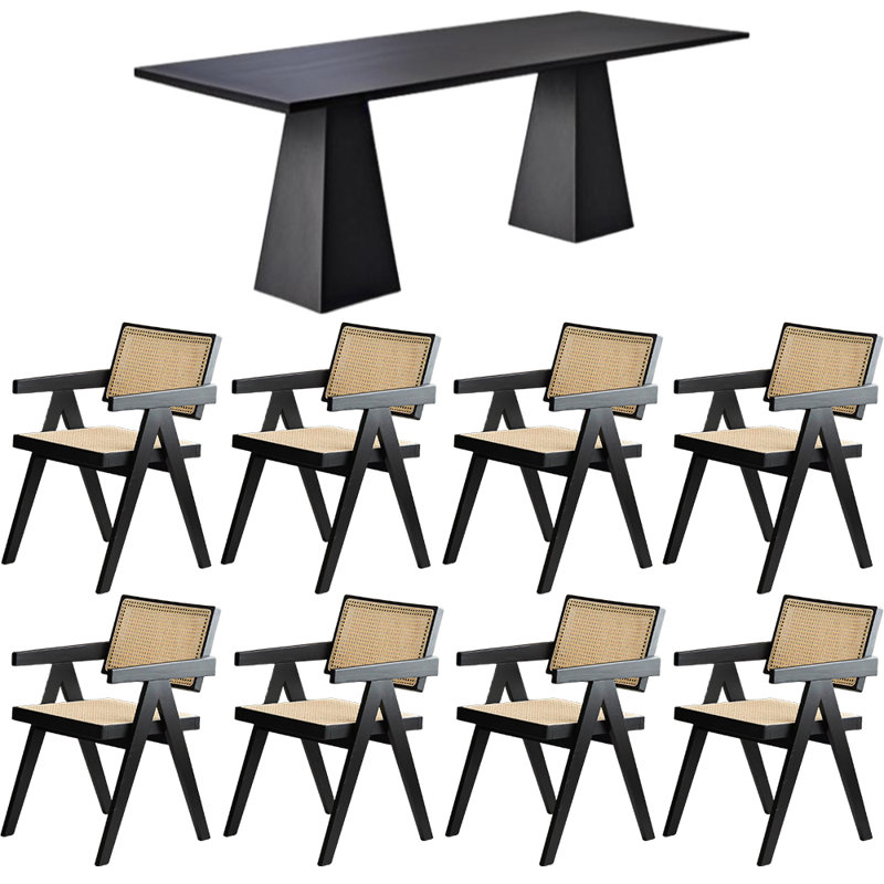 Ensemble de table de salle à manger en bois massif de style japonais, H 29,5 po x L 94,4 po x l 35,4 po