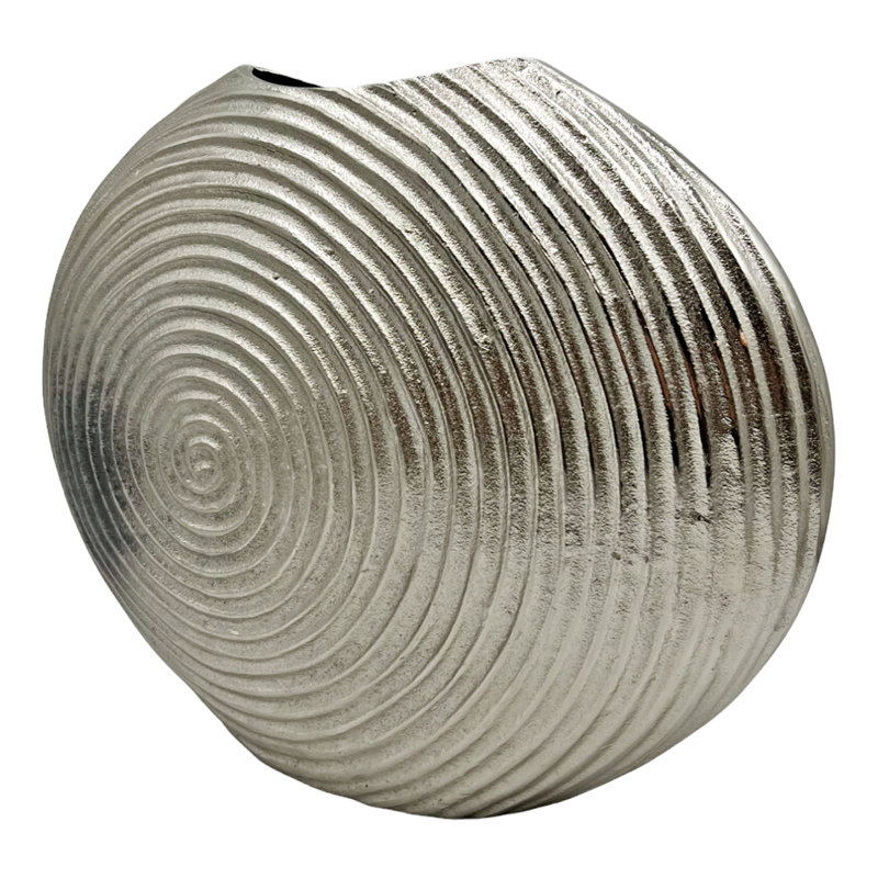 Khairun Handmade Aluminum Table Vase, Silver, 13" H x 16" W x 3.5" D