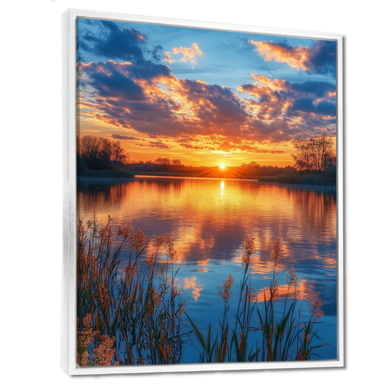 Gracynn campagne campagne au coucher du soleil II - paysage, art mural, H 32 po x l 24 po, Reproduction avec cadre flottant