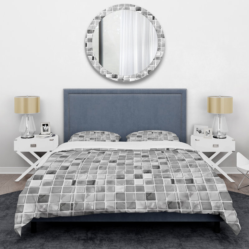 Carreaux de mosaïque gris III - ensemble de housse de couette moderne, Housse de couette très grand et 2 très grandes t