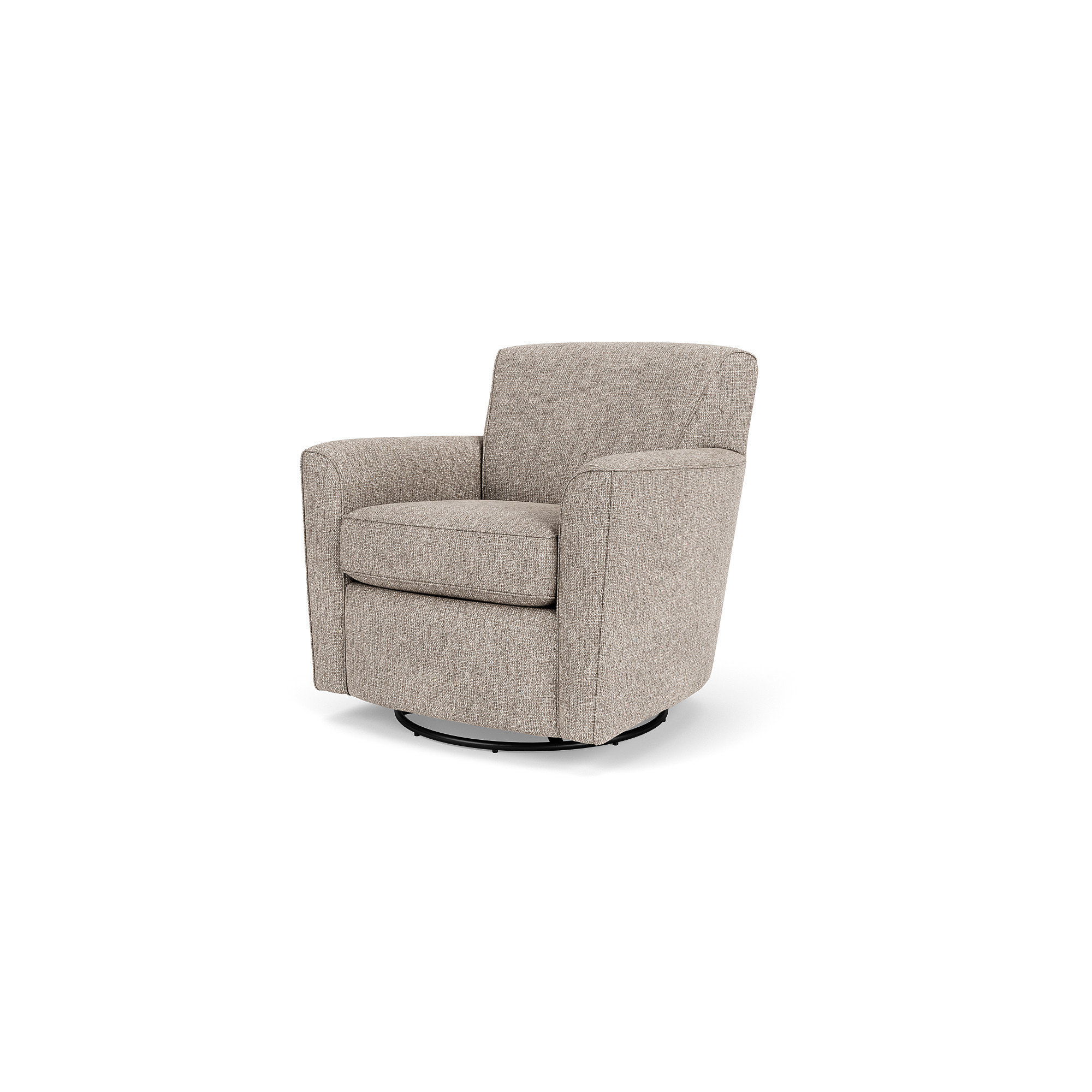 Monarch Upholstered Swivel Armchair, Beige Polyester Blend