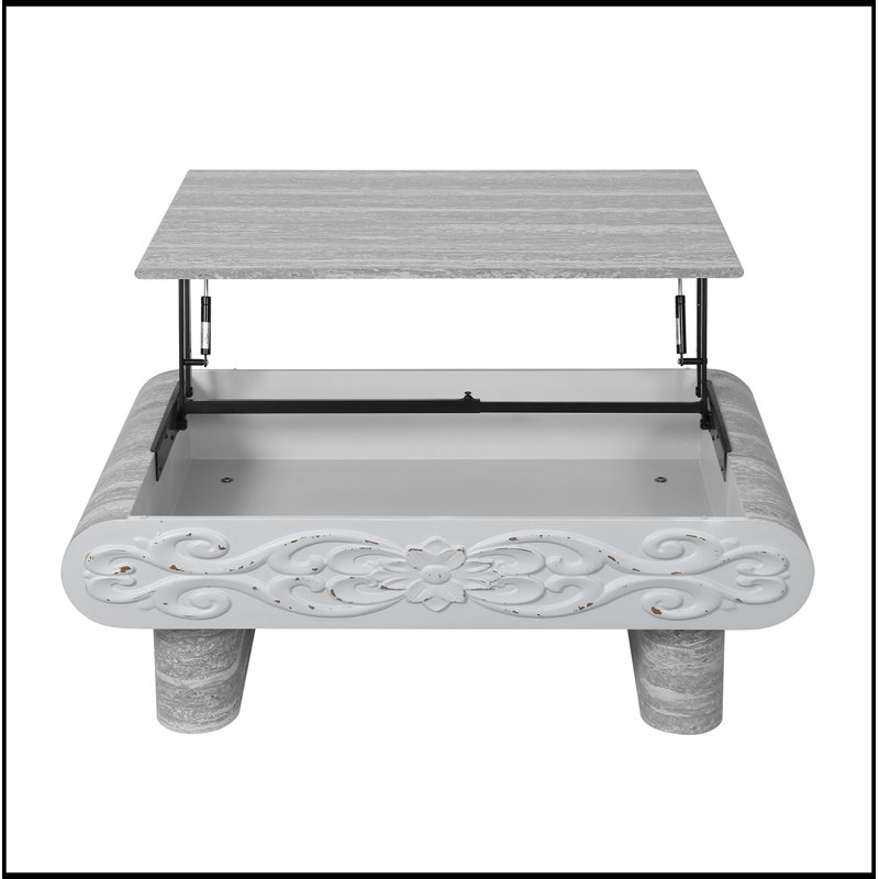 Plateau relevable avec rangement caché Frederica, Gris
