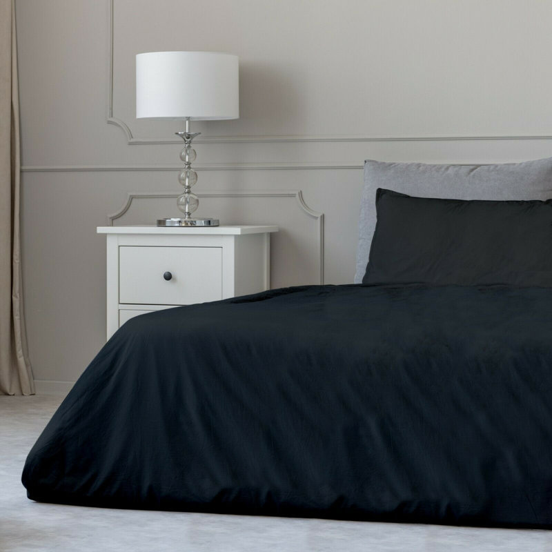Ensemble de draps en micro-fibre, Ensemble de draps pour lit simple avec un drap-hou, Noir