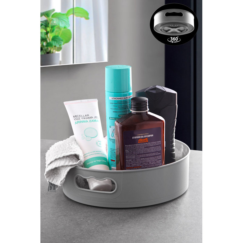 360° Rotating Tray, BPA Free, Gray Plastic, 8.7 x 2.8 inches | Durable & Lightweight | Perfect for Serving Snacks, Drinks, or Organizing | Not Dishwasher or Microwave Safe, Ideal for Home & Office Use