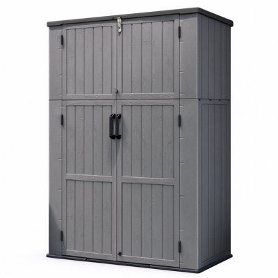40 cu. ft. HDPE resin storage shed with lift-up lid and lockable double doors